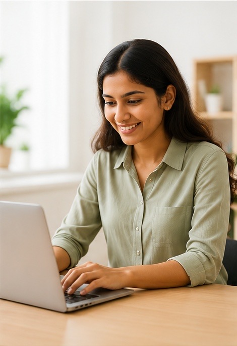 Teacher working on a laptop
